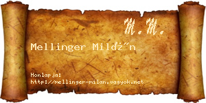 Mellinger Milán névjegykártya